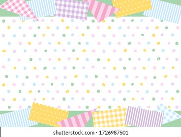 Patchwork illustration of various pattern and dots backdrop   stripe gingham check dot 