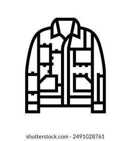 patchwork jacket diy fashion handmade line icon vector. patchwork jacket diy fashion handmade sign. isolated contour symbol black illustration