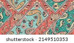patchwork mosaic pattern with paisley and floral motifs. damask style pattern for textil and decoration