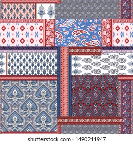 Patchwork paisley and border pattern