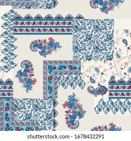 Patchwork Paisley And Border Pattern