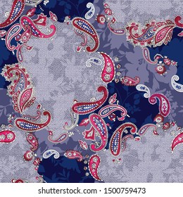 patchwork paisley pattern on background