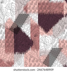 patchwork paisley pattern on textures background