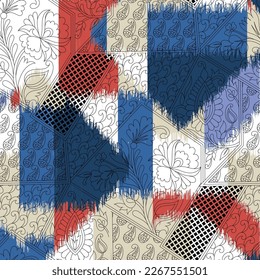 patchwork paisley pattern on texyrues background