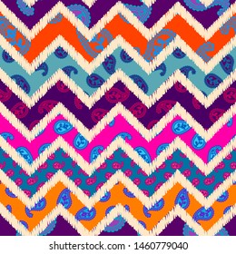 Patchwork pattern based on chevron shapes. Vector image.