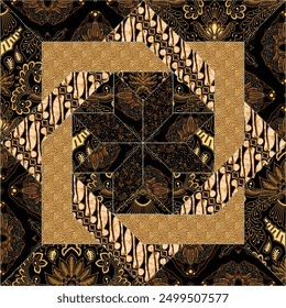 patchwork pattern with batik  geometric and handmade motifs. style pattern for textil and decoration