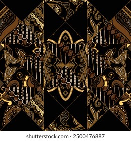 patchwork pattern with batik  geometric and handmade motifs. style pattern for textil and decoration