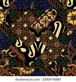 patchwork pattern with batik  geometric and handmade motifs. style pattern for textil and decoration