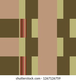 Patchwork Pattern. Blocks Background With Stripes. Green Rhythmic Structure With Rectangular Shapes. Vector Seamless Patchwork Pattern.  Abstract Geometric Background. Bauhaus Style Design. 