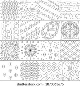 patchwork pattern with ethnic and nature elements for your coloring book