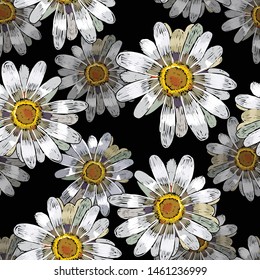 Patchwork pattern for lovers in a romantic style on black and white background. Fashionable template for clothes, textiles, t-shirt design.