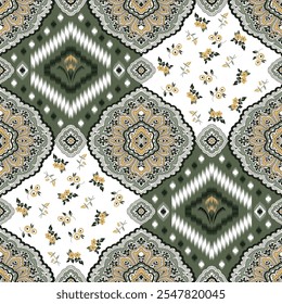 patchwork pattern on Green background