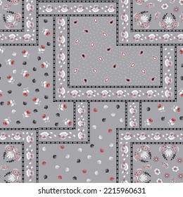 patchwork pattern on grey background