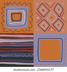 patchwork pattern on orange and dark background