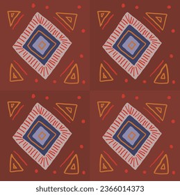 patchwork pattern on red background