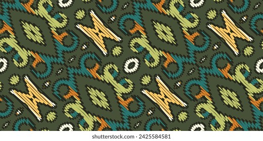 Patchwork pattern Seamless Bandana print silk Motif embroidery, Ikat embroidery vector Design for Print tapestry floral kimono repeat pattern lacing spanish motif