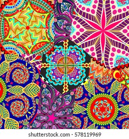 Patchwork pattern. Vintage decorative elements.
ottoman motifs. Perfect for printing on fabric or paper.