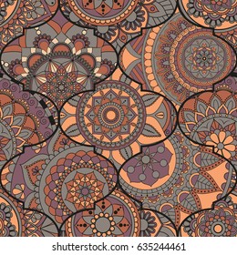 Patchwork pattern. Vintage decorative elements. Hand drawn background. Islam, Arabic, Indian, ottoman motifs. Perfect for printing on fabric or paper.