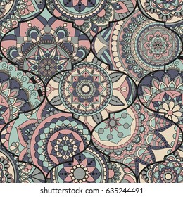 Patchwork pattern. Vintage decorative elements. Hand drawn background. Islam, Arabic, Indian, ottoman motifs. Perfect for printing on fabric or paper.