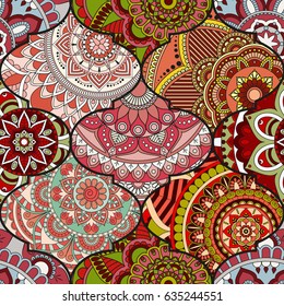Patchwork pattern. Vintage decorative elements. Hand drawn background. Islam, Arabic, Indian, ottoman motifs. Perfect for printing on fabric or paper.