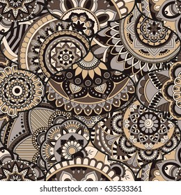 Patchwork pattern. Vintage decorative elements. Hand drawn background. Islam, Arabic, Indian, ottoman motifs. Perfect for printing on fabric or paper.