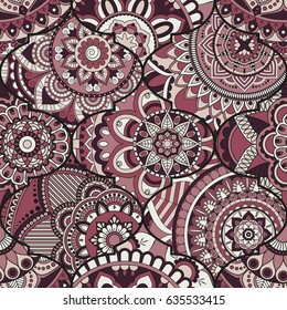 Patchwork pattern. Vintage decorative elements. Hand drawn background. Islam, Arabic, Indian, ottoman motifs. Perfect for printing on fabric or paper.