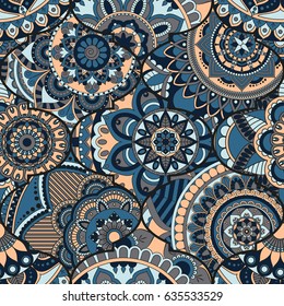 Patchwork pattern. Vintage decorative elements. Hand drawn background. Islam, Arabic, Indian, ottoman motifs. Perfect for printing on fabric or paper.