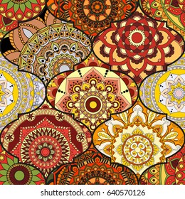 Patchwork pattern. Vintage decorative elements. Hand drawn background. Islam, Arabic, Indian, ottoman motifs. Perfect for printing on fabric or paper.