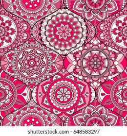 Patchwork pattern. Vintage decorative elements. Hand drawn background. Islam, Arabic, Indian, ottoman motifs. Perfect for printing on fabric or paper.