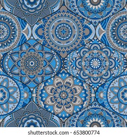 Patchwork pattern. Vintage decorative elements. Hand drawn background. Islam, Arabic, Indian, ottoman motifs. Perfect for printing on fabric or paper.
