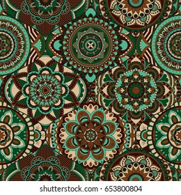 Patchwork pattern. Vintage decorative elements. Hand drawn background. Islam, Arabic, Indian, ottoman motifs. Perfect for printing on fabric or paper.