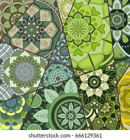 Patchwork pattern. Vintage decorative elements. Hand drawn background. Islam, Arabic, Indian, ottoman motifs. Perfect for printing on fabric or paper.