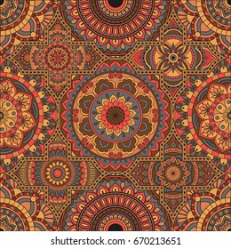 Patchwork pattern. Vintage decorative elements. Hand drawn background. Islam, Arabic, Indian, ottoman motifs. Perfect for printing on fabric or paper.