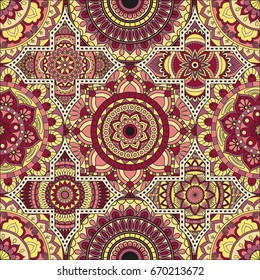 Patchwork pattern. Vintage decorative elements. Hand drawn background. Islam, Arabic, Indian, ottoman motifs. Perfect for printing on fabric or paper.