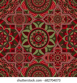 Patchwork pattern. Vintage decorative elements. Hand drawn background. Islam, Arabic, Indian, ottoman motifs. Perfect for printing on fabric or paper.