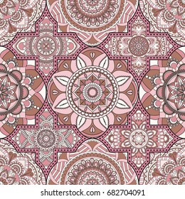Patchwork pattern. Vintage decorative elements. Hand drawn background. Islam, Arabic, Indian, ottoman motifs. Perfect for printing on fabric or paper.