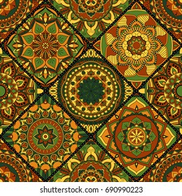 Patchwork pattern. Vintage decorative elements. Hand drawn background. Islam, Arabic, Indian, ottoman motifs. Perfect for printing on fabric or paper.