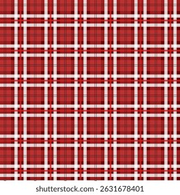 Patchwork. Plaid pattern with red, white lines. Seamless Checkered pattern for textile design background