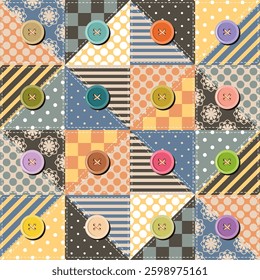 Patchwork print wallpaper background with different patterns quilting hobby craft handmade 