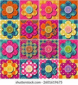 Patchwork print wallpaper background with different patterns quilting hobby craft handmade