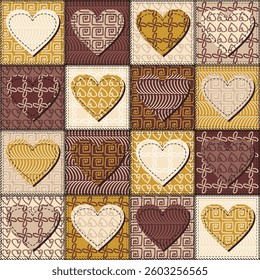 Patchwork print wallpaper background with different patterns quilting hobby craft handmade