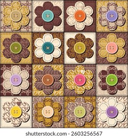 Patchwork print wallpaper background with different patterns quilting hobby craft handmade