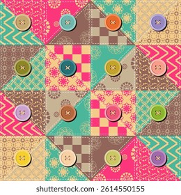 Patchwork print wallpaper background with different patterns quilting hobby craft handmade