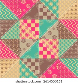 Patchwork print wallpaper background with different patterns quilting hobby craft handmade
