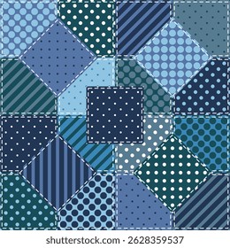 Patchwork print wallpaper background with different patterns quilting hobby craft handmade	
