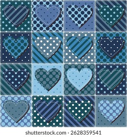 Patchwork print wallpaper background with different patterns quilting hobby craft handmade	
