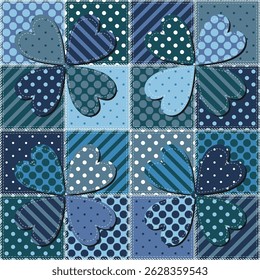 Patchwork print wallpaper background with different patterns quilting hobby craft handmade	
