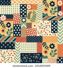 patchwork quilt. floral seamless pattern