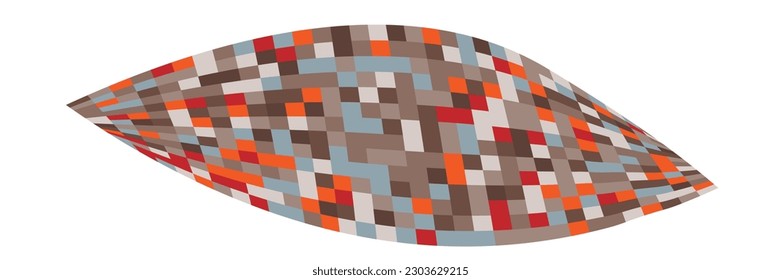 Patchwork quilt made of colorful cells. Quilted fabric. Square fields from bird's eye view autumn harvest. Checkered background with distorted squares Distortion chess pattern. Chessboard surface flag