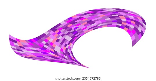Patchwork quilt made of violet cells. Quilted fabric. Square fields from bird's eye view autumn harvest. Checkered background with distorted squares Distortion chess pattern. Chessboard surface flag